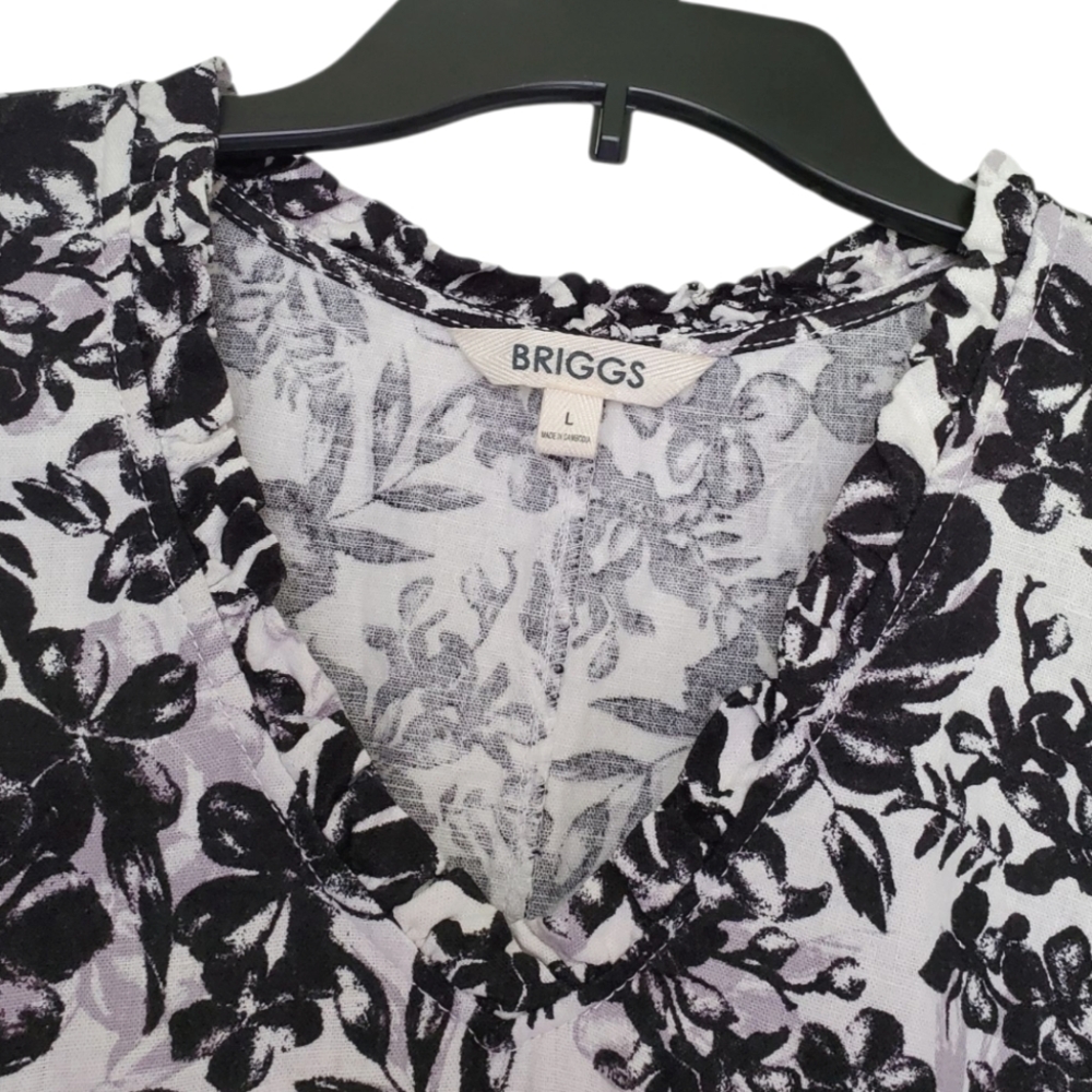 Briggs Ladies' Ruffle V-Neck Linen Blend Dress - Large - Picture 7 of 9